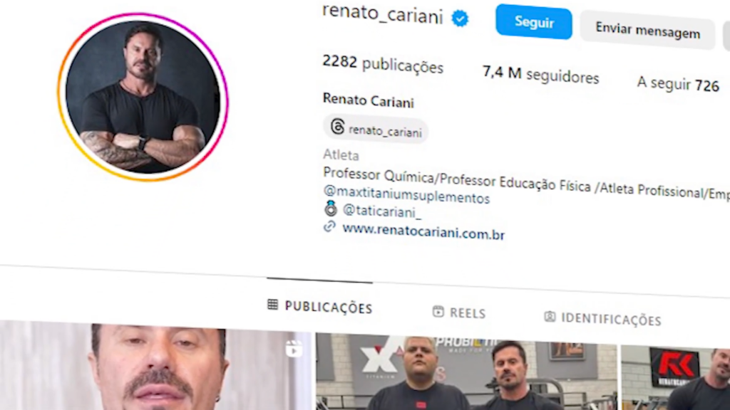 Renato Cariane tem milhões de seguidores no Instagram