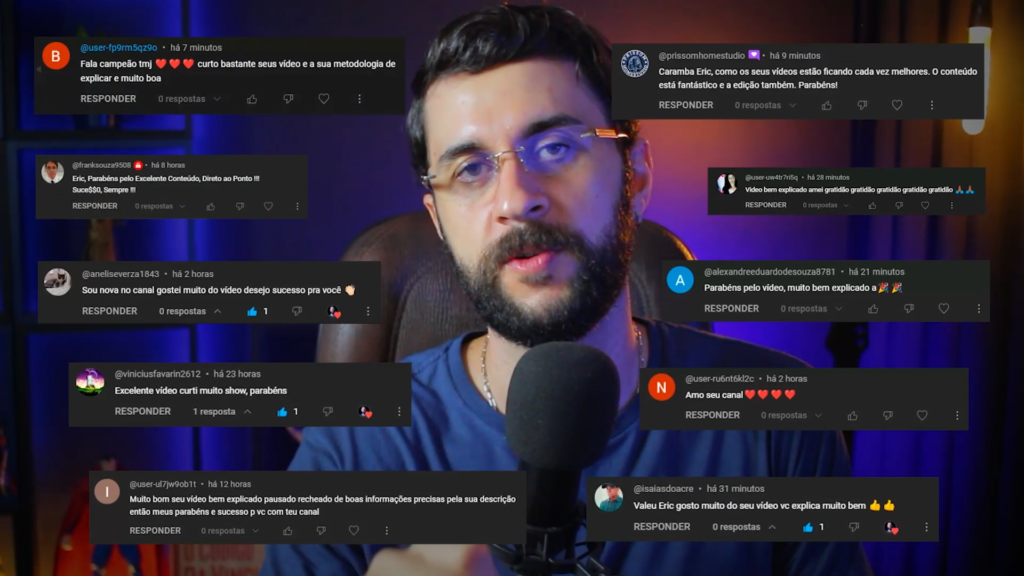 Feedbacks nos comentarios dos videos no Youtube