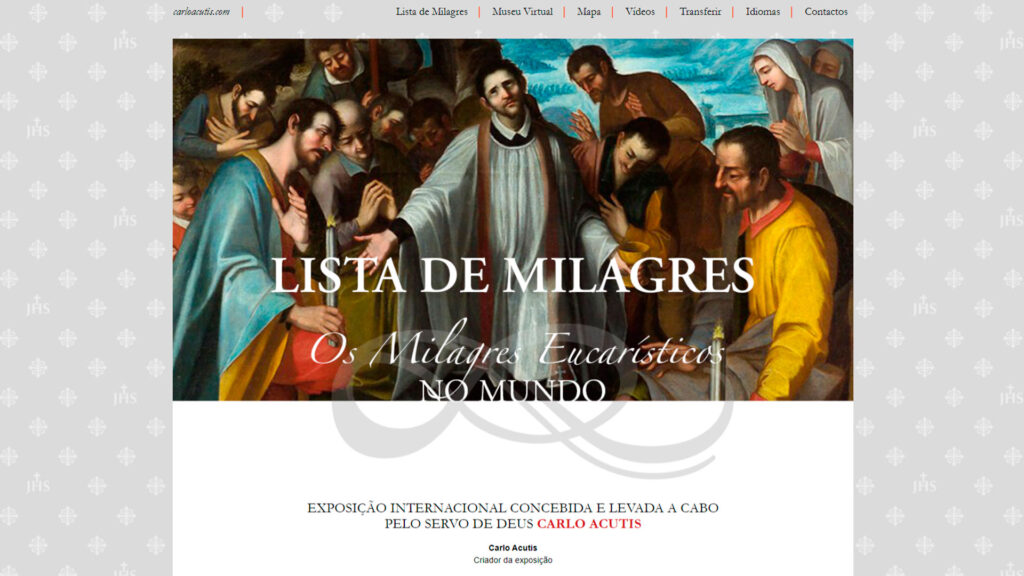 Site de exposicao dos milagres eucaristicos desenvolvido por Carlo Acutis