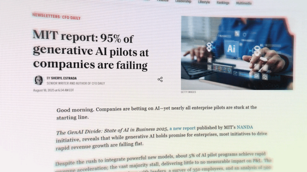 95 porcento das empresas estão fracassando segundo estudo do MIT