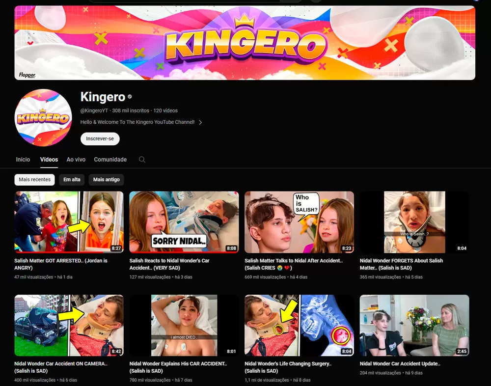 Canal Kingero do Owen no Youtube