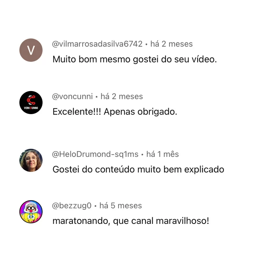 Muitos comentários no canal do Youtube (3)