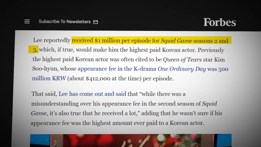 Fortuna do ator de Round 6 Lee Jung-jae