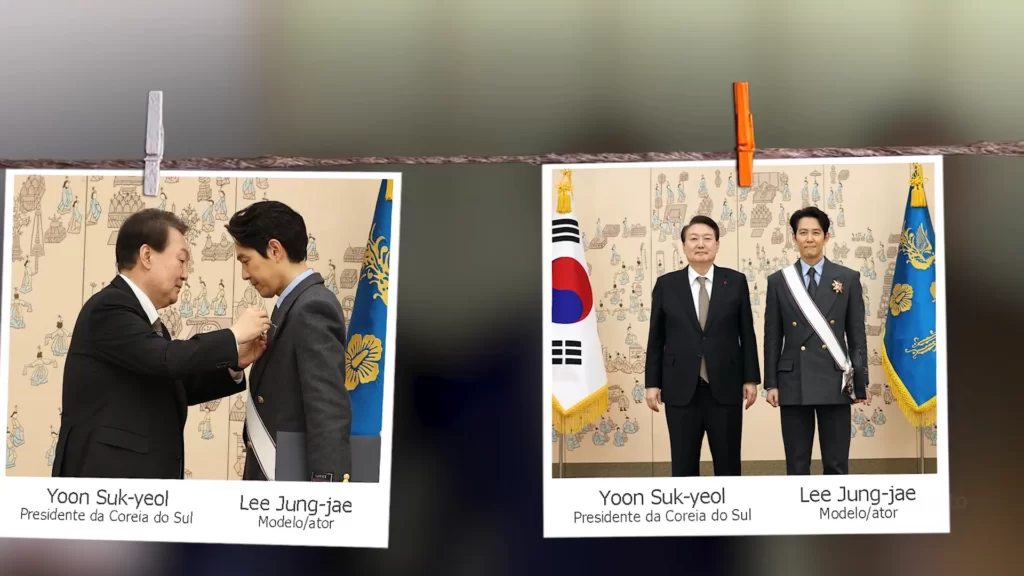Lee Jung-Jae e presidente da Coreia do sul Yoon Suk-yeol